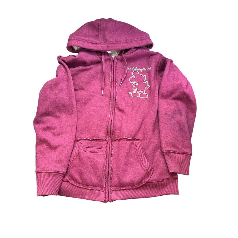 Large EUC Walt Disney World Sherpa Purple Full Zip Jacket Mickey Mouse